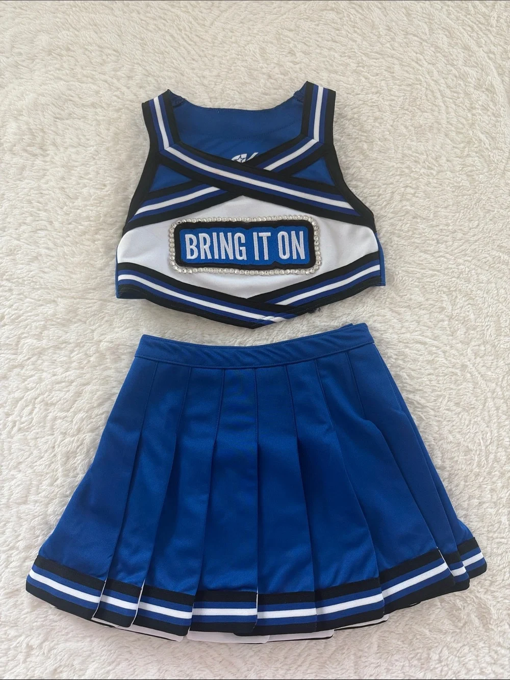 GK Blue & White Cheerleader Set with 'BRING IT ON' Patch